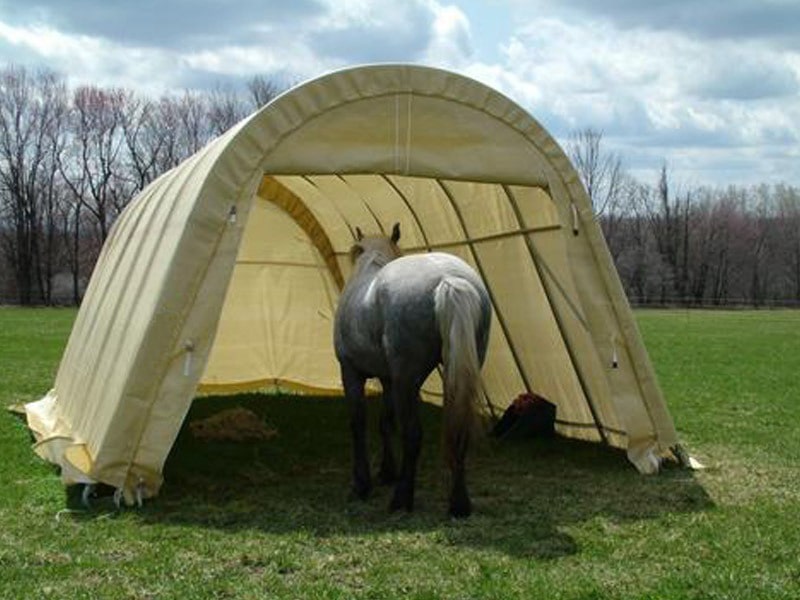 Rhino Shelters Livestock Shelter 12’W x 20’L x 8’H – (Animal Run-In Round Style) LV122008R