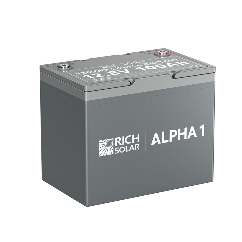 Rich Solar ALPHA 1 | 12V 100Ah LiFePO4 Battery | Powerful 12V Lithium Battery for RVs, Trailers, Vans, Boats, Off-Grid | 5,000 Lifetime Cycles | Bluetooth and Internal Heat Technology