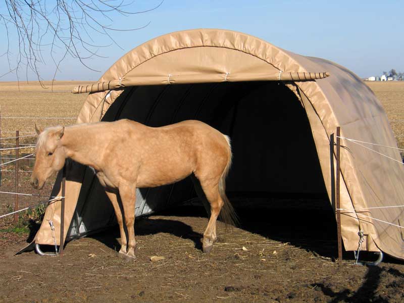 Rhino Shelters Livestock Shelter 12’W x 20’L x 8’H – (Animal Run-In Round Style) LV122008R