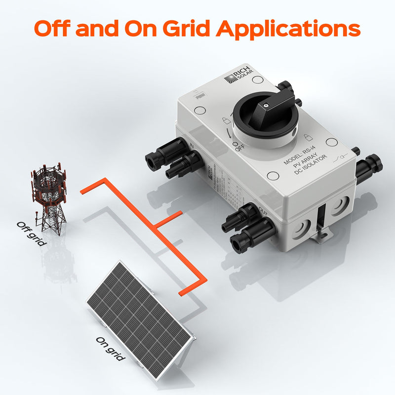 Rich Solar Solar PV DC Quick Disconnect Switch | Solar Array DC Quick Disconnect Switch | 1500 Volt 32 Amp | 4 Pole 2 Strings | Easy to Install