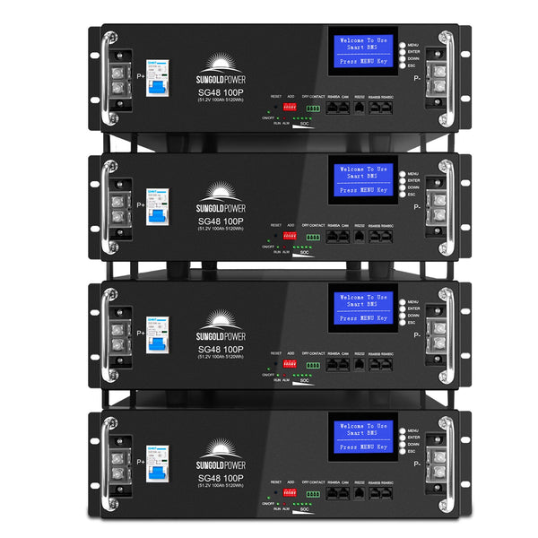 SunGoldPower 4 X 48V 100AH Server Rack LiFePO4 Lithium Battery UL1973 UL9540A SG48100PX4