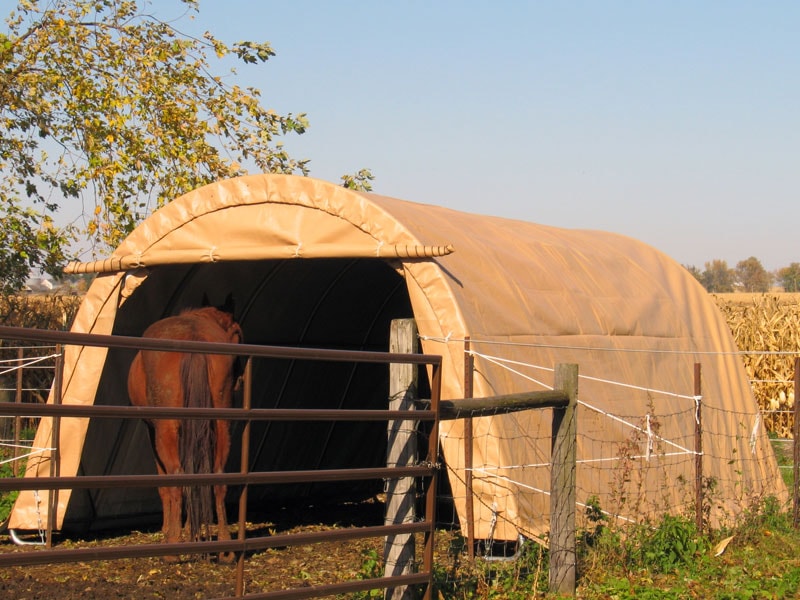 Rhino Shelters Livestock Shelter 12’W x 20’L x 8’H – (Animal Run-In Round Style) LV122008R