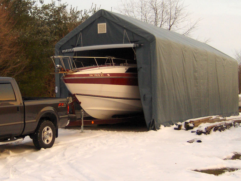 Rhino Shelters Instant Garage 14’W x 42’L x 17’H – (Peak Style) PB1442157H