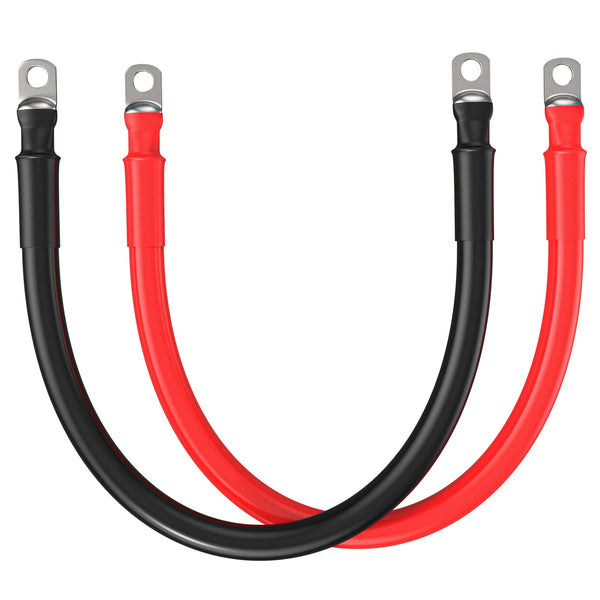 Rich Solar 1/0 Gauge 3/8" Battery Cables | Pair of 1/0 AWG Red and Black Pure Copper Inverter Battery Cables with 3/8" Lugs | Choose Cable Length: 1ft, 2ft, 3ft, 4ft, 5ft, 6ft