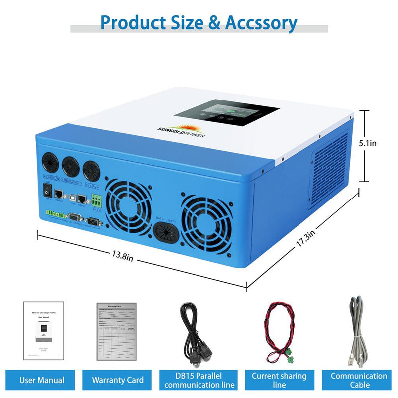 SunGoldPower 10000W 48V Solar Charger Inverter (2 Units Parallel) SPH504880Ax2