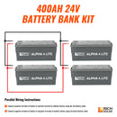 Rich Solar 24V - 400AH - 10.2kWh Lithium Battery Bank