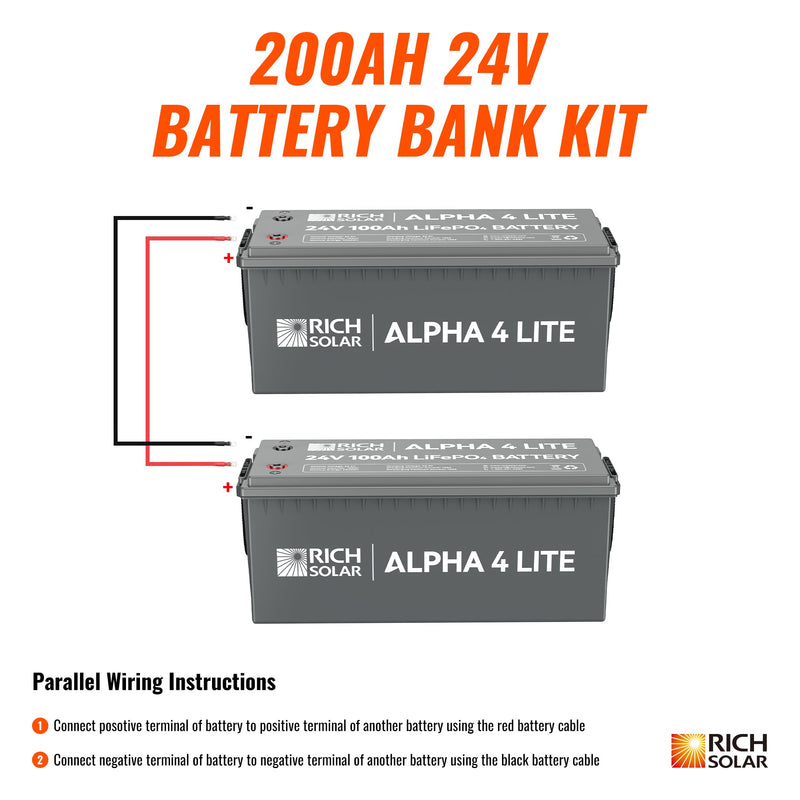 Rich Solar 24V - 200AH - 5.1kWh Lithium Battery Bank