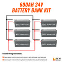 Rich Solar 24V - 600AH - 15.3kWh Lithium Battery Bank