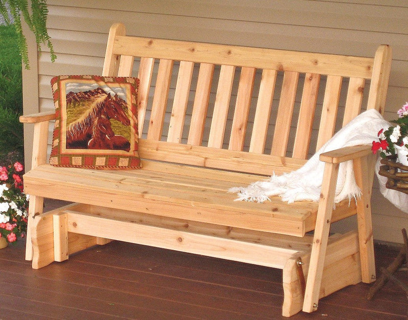 A&L Furniture Co. Amish-Made Cedar Traditional English Glider Benches AL601C