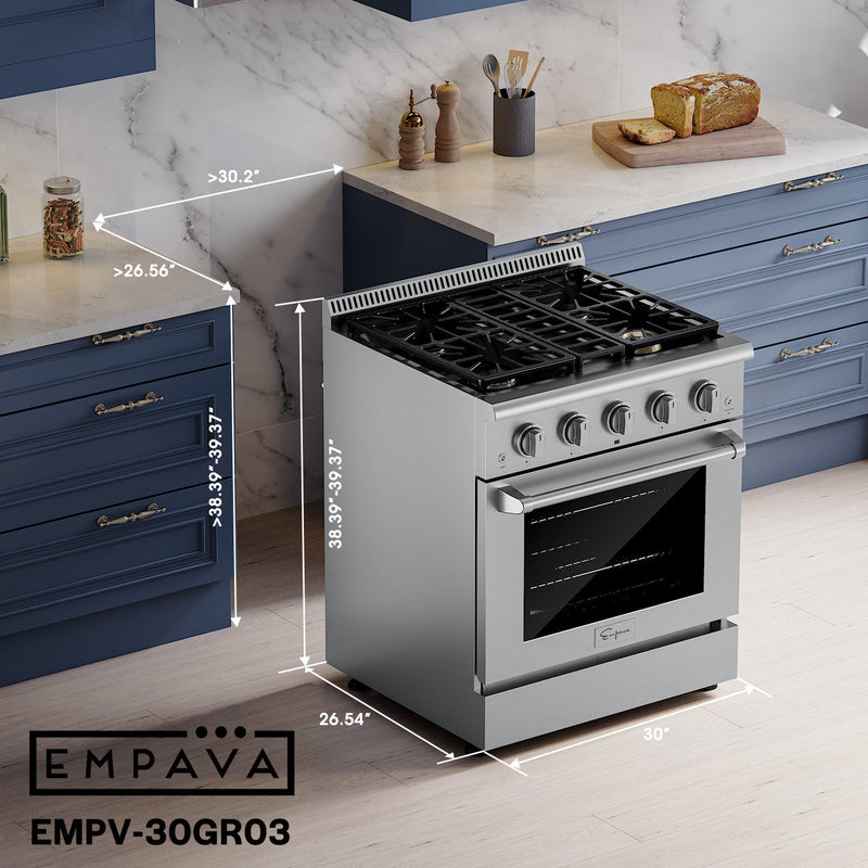 Empava 30 Inch Freestanding Range Gas Cooktop And Oven EMPV-30GR03