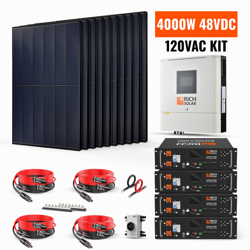 Rich Solar 4000W 48VDC-120VAC Solar Kit