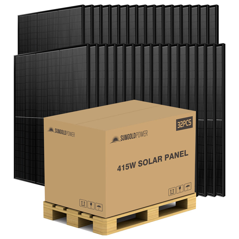 SunGoldPower 415W MONO BLACK PERC SOLAR PANEL FULL PALLET (32 PANELS) UL61730 SG-415WMx32