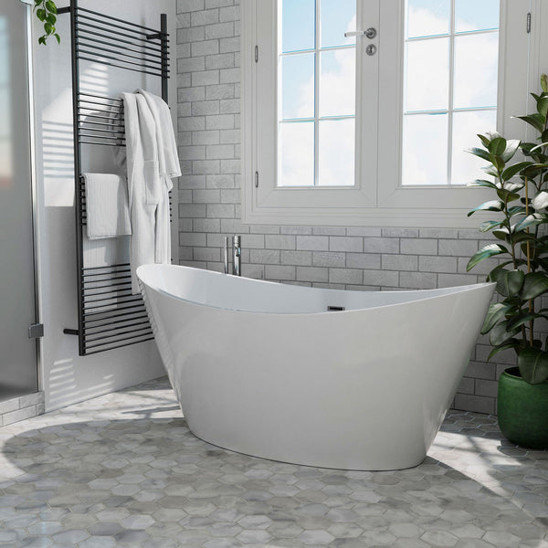 Empava 59" Freestanding Soaking Tub with Center Drain EMPV-59FT1518