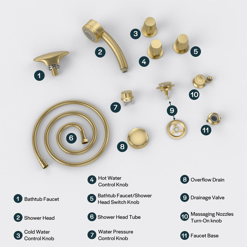 Empava Bathtub Faucet Fixtures Whirlpool Round Tub EMPV-59JT005