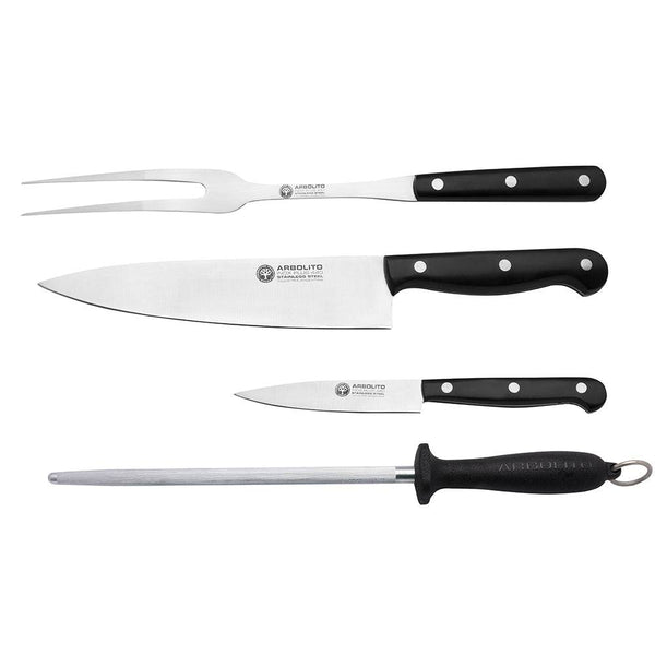 BOKER Premiun Meat Fork, Carving & Steak Knives & Sharpening Tool Set  | KF02