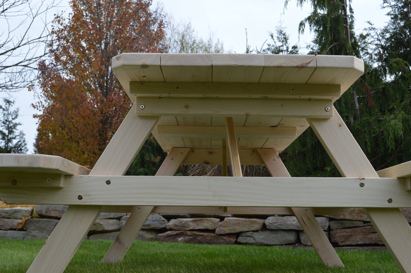 A&L Furniture Co. Amish-Made Spruce Picnic Tables with Attached Benches AL11