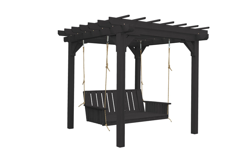 A&L Furniture Co. Amish-Made Bradford Pergola with Wingate Swingbed 791PT - 785PT - Upgrade-to-Rope - 1009 x 2