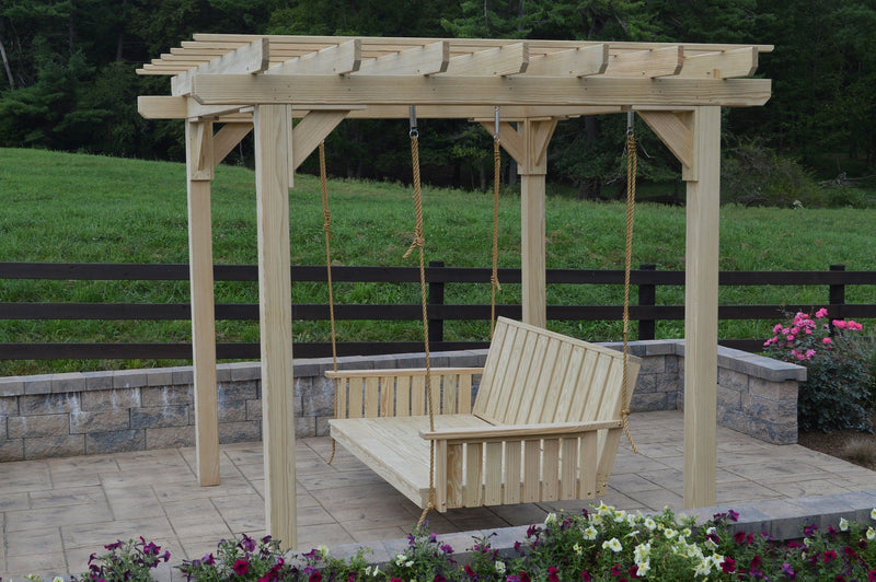 A&L Furniture Co. Amish-Made Bradford Pergola with Wingate Swingbed 791PT - 785PT - Upgrade-to-Rope - 1009 x 2