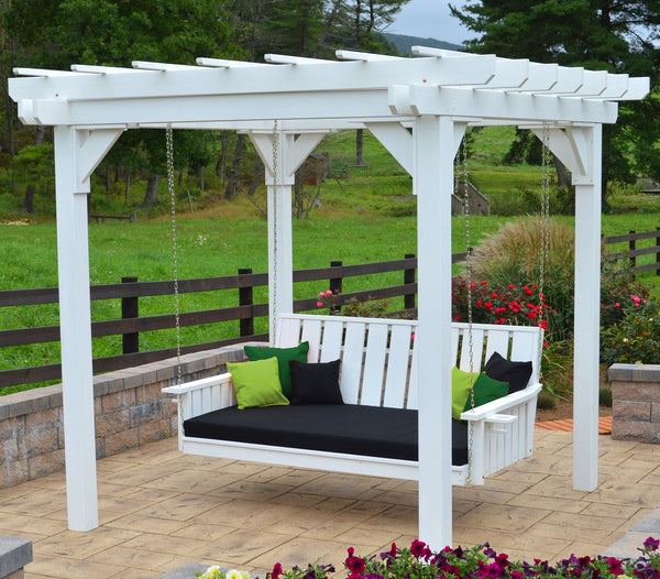 A&L Furniture Co. Amish-Made Bradford Pergola with Wingate Swingbed 791PT - 785PT - Upgrade-to-Rope - 1009 x 2