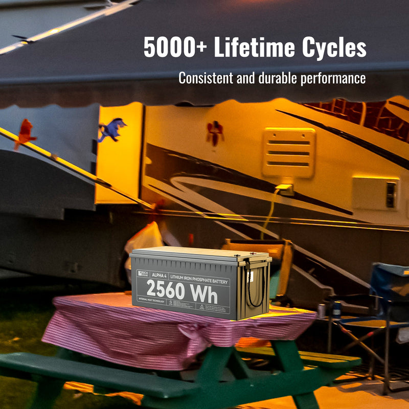 Rich Solar ALPHA 4 | 24V 100Ah LiFePO4 Battery | Powerful 12V Lithium Battery for RVs, Trailers, Vans, Boats, Off-Grid | 5,000 Lifetime Cycles | Bluetooth and Internal Heat Technology