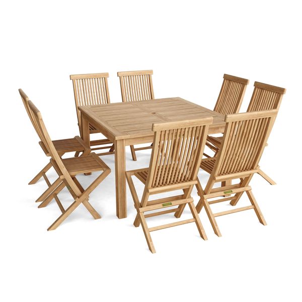 Anderson Teak Windsor Classic Chair 9-Pieces Folding Dining Set Set-104B