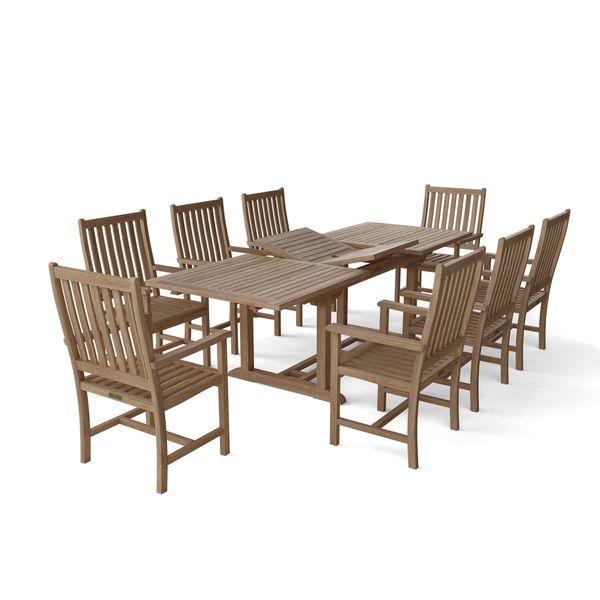 Anderson Teak Bahama Wilshire Armchair 9-Pieces Extension Dining Set Set-112A