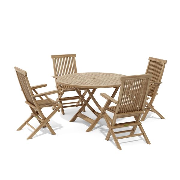 Anderson Teak Bahama Classic Folding Armchair 5-Pieces Dining Set Set-28