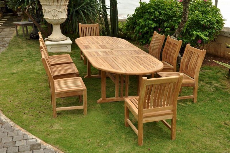 Anderson Teak Sahara Dining Side Chair 9-Pieces Oval Dining Set Set-76