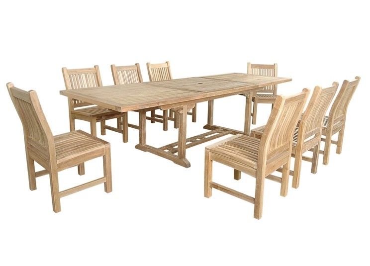 Anderson Teak Bahama Sahara 9-Pieces 10' Rectangular Dining Set Set-79