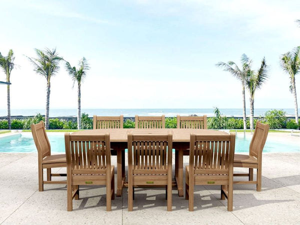 Anderson Teak Bahama Sahara 9-Pieces 87" Oval Dining Set Set-85