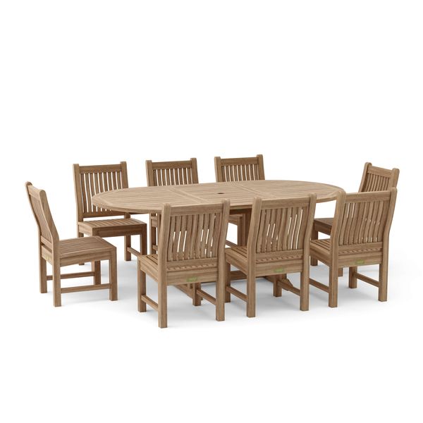 Anderson Teak Bahama Sahara 9-Pieces 87" Oval Dining Set Set-85