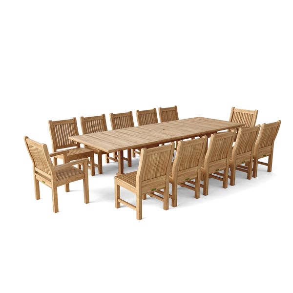 Anderson Teak Valencia Sahara 13-Pieces Rectangular Dining Set Set-90