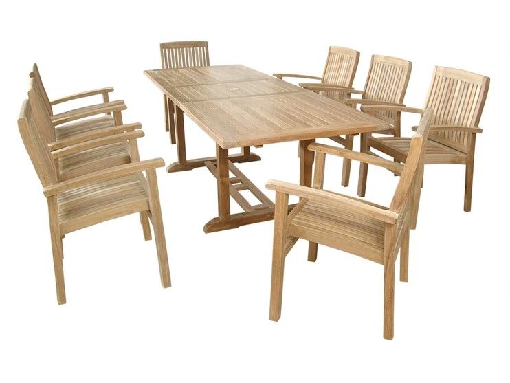 Anderson Teak Bahama Stackable Sahara 9-Pieces Rectangular Dining Set B Set-80