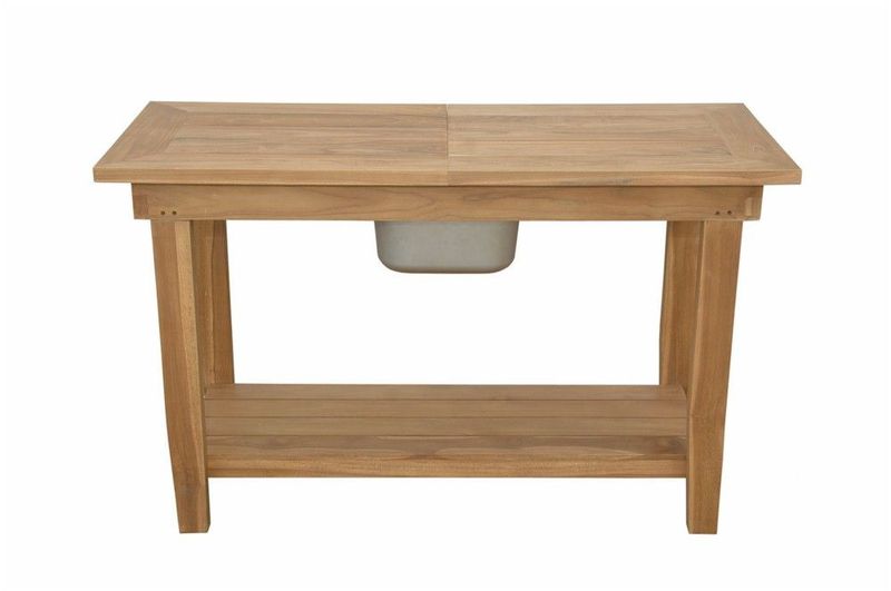 Anderson Teak Nautilus Console Table w/ SS Container TB-4821