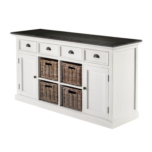 NovaSolo Halifax Contrast Buffet with 4 Baskets In Classic White & Black B189CT