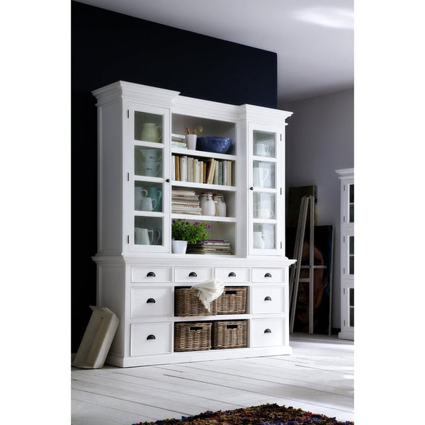 NovaSolo Halifax Library Hutch with Basket Set White BCA600