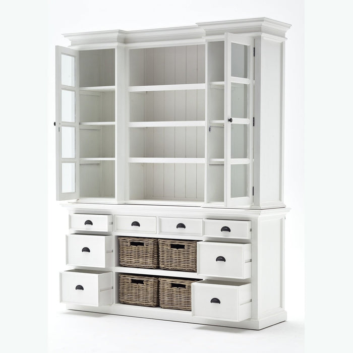 NovaSolo Halifax Library Hutch with Basket Set White BCA600