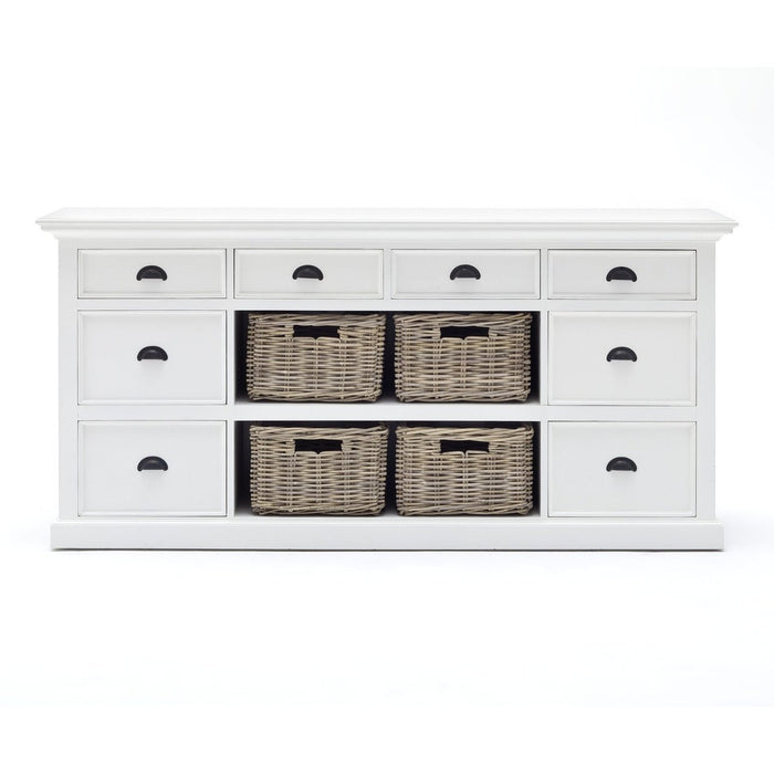 NovaSolo Halifax Library Hutch with Basket Set White BCA600