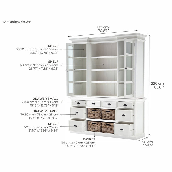 NovaSolo Halifax Library Hutch with Basket Set White BCA600