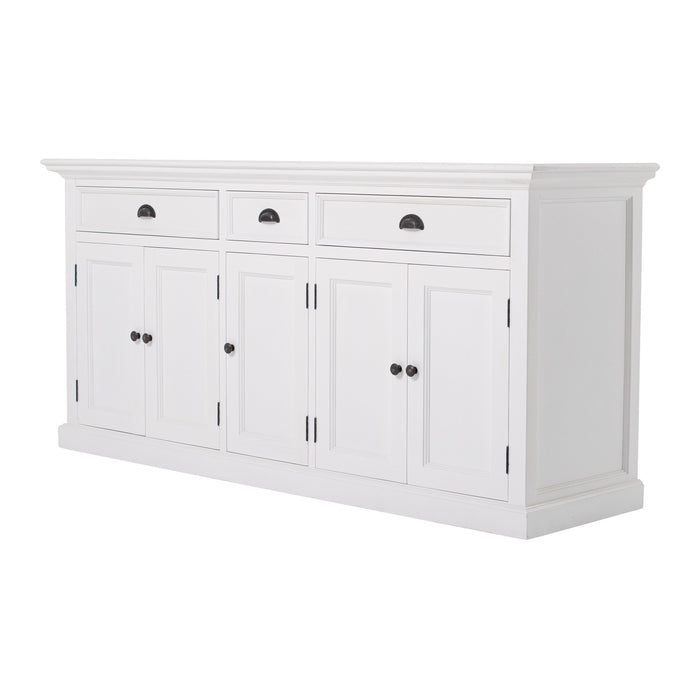 NovaSolo Halifax Kitchen Cabinet with Hutch 5 Doors 3 Drawers White BCA605