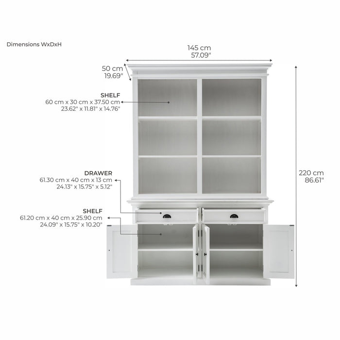 NovaSolo Halifax Buffet Hutch Unit with 6 Shelves White BCA608