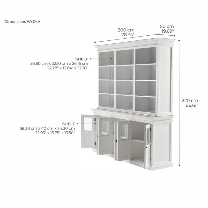 NovaSolo Halifax Hutch Unit with 6 Glass Doors in Classic White BCA611