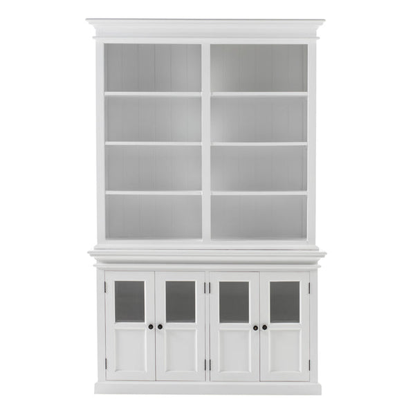 NovaSolo Halifax Hutch Unit with 4 Glass Doors in Classic White BCA612