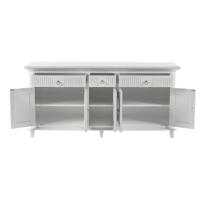 NovaSolo Skansen Kitchen Hutch Cabinet with 5 Doors 3 Drawers in Classic White BCA614