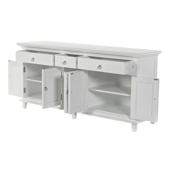 NovaSolo Skansen Kitchen Hutch Cabinet with 5 Doors 3 Drawers in Classic White BCA614