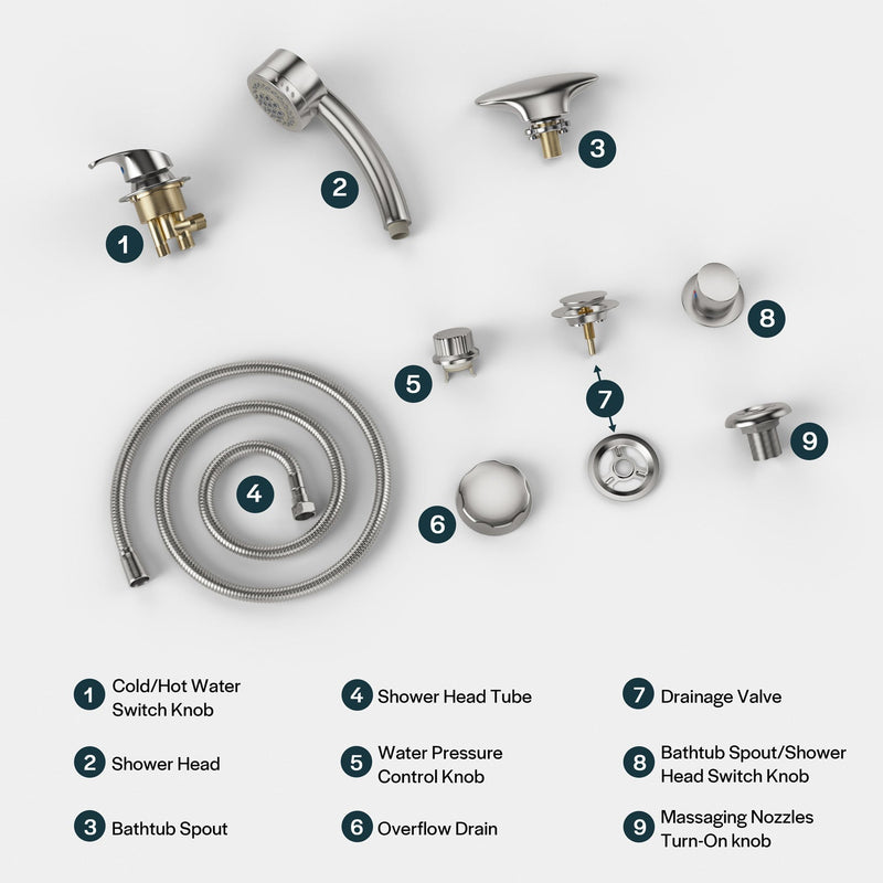 Empava Bathtub Faucet Fixtures For EMPV-59JT319LED Corner Tub ACC-319BB