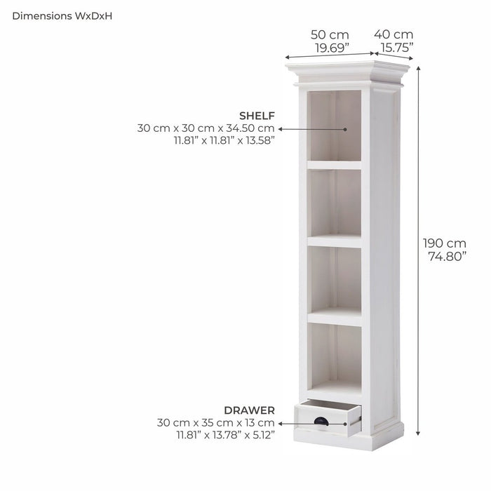 NovaSolo Halifax Bookshelf with Drawer White CA601