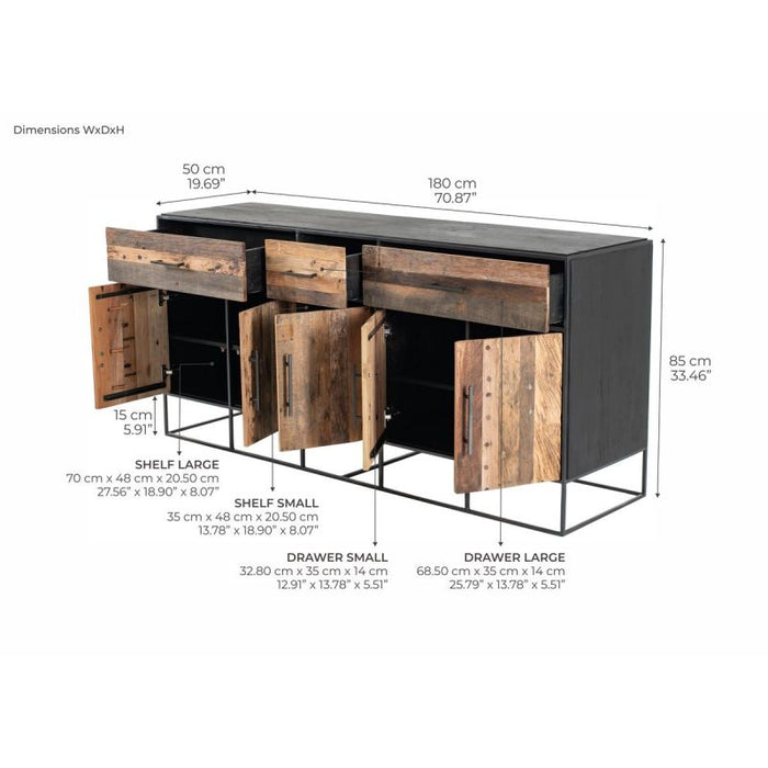 NovaSolo Rustika Buffet 5 Doors 3 Drawers Two-tone CPP 19010