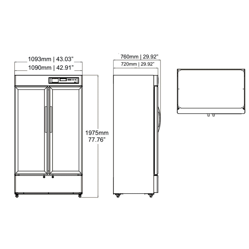 KingsBottle 2℃～8℃ 725L Upright 2-Door Medical Fridge & Lab Refrigerator MLR725L