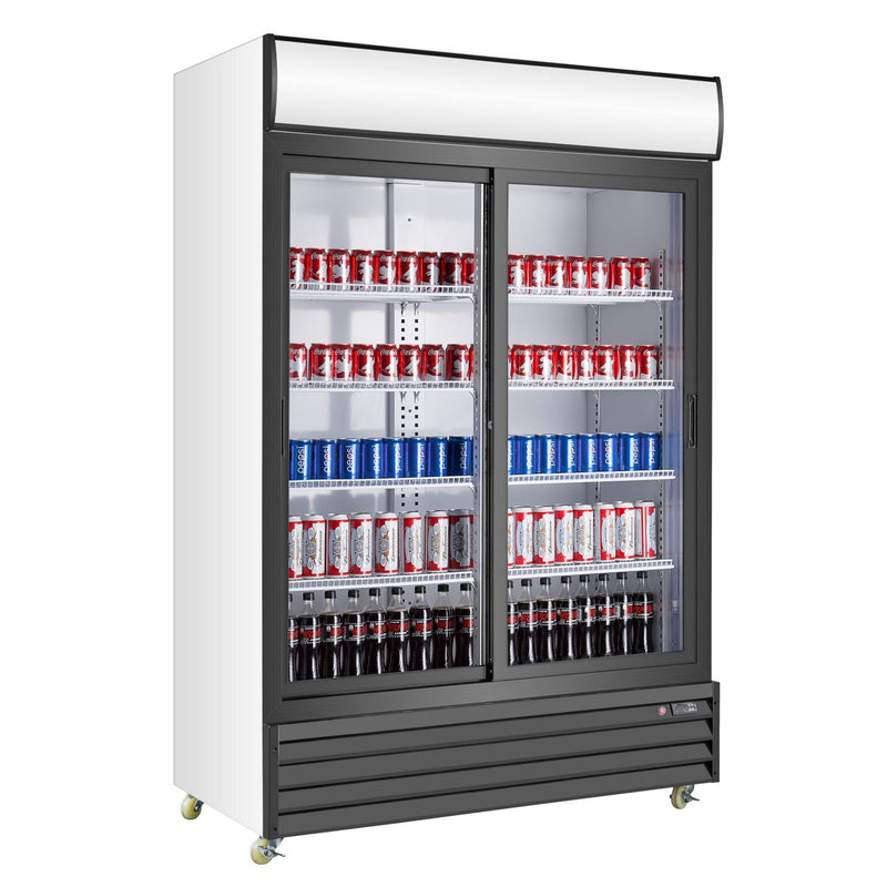 KingsBottle Double Sliding Door Display Beverage Cooler Refrigerator G1000